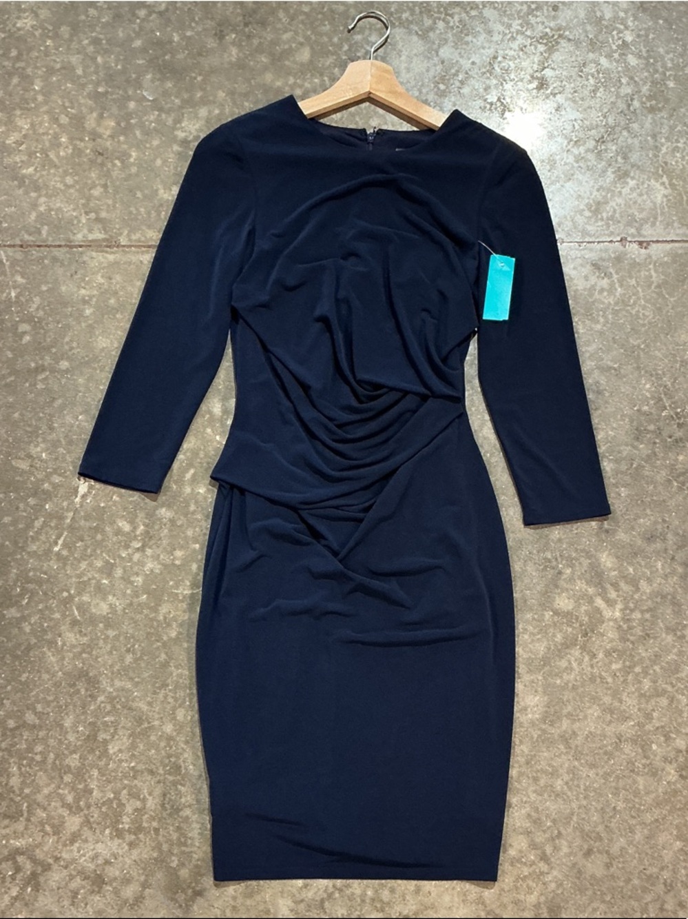 Vince Camuto Navy Ruched Sheath Dress Size 4 Elegant Cocktail